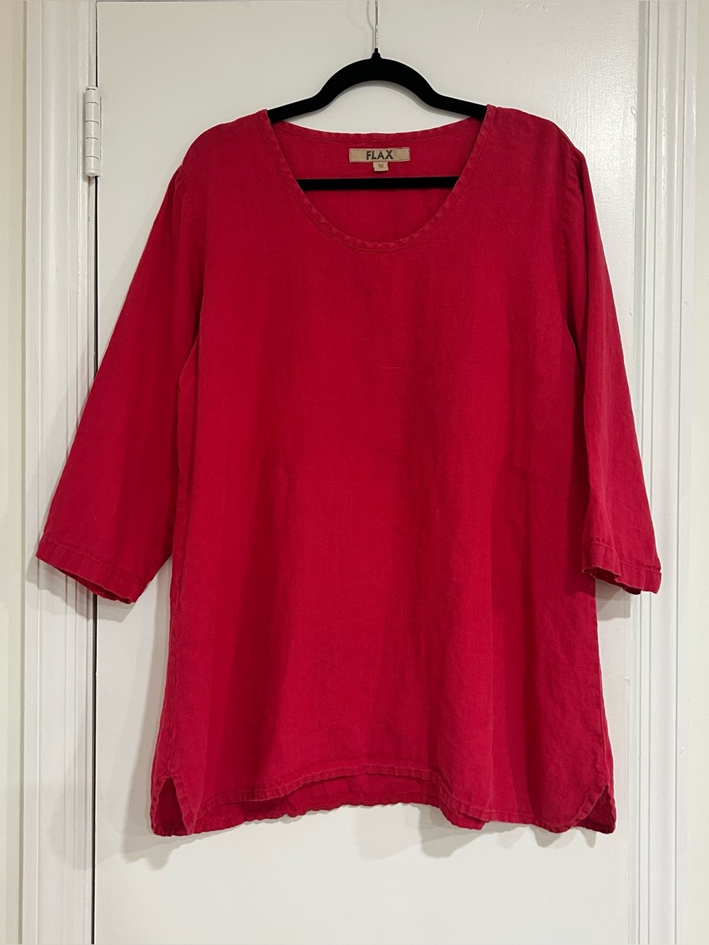 FLAX Women’s Linen Quarter Sleeve Lagenlook Natural Fibers Top Medium